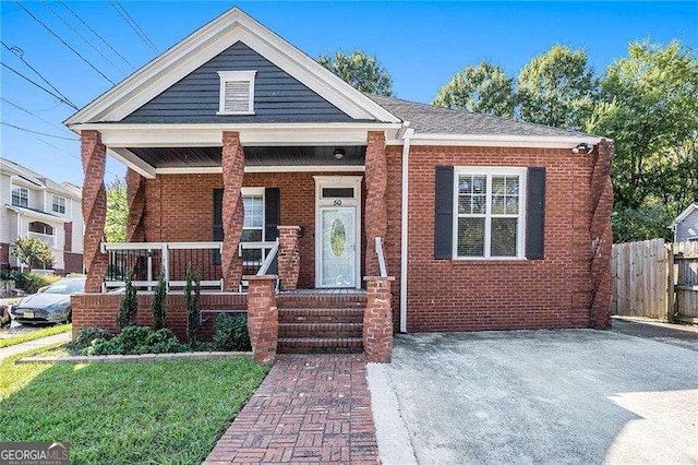 view of front of property with covered porch