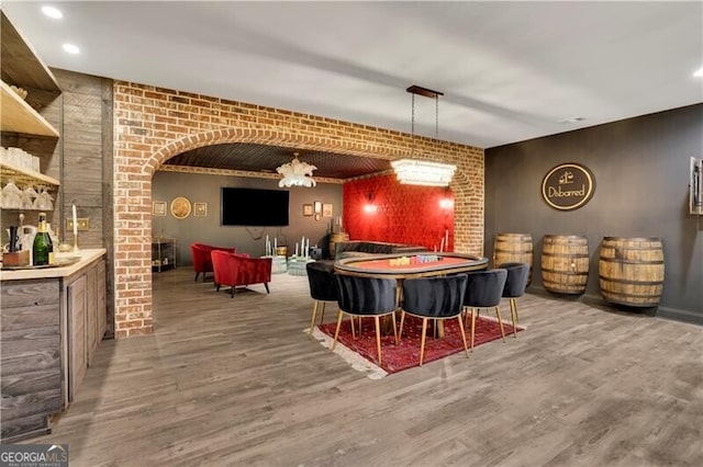 dining space featuring hardwood / wood-style floors