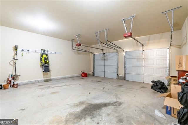 garage with a garage door opener