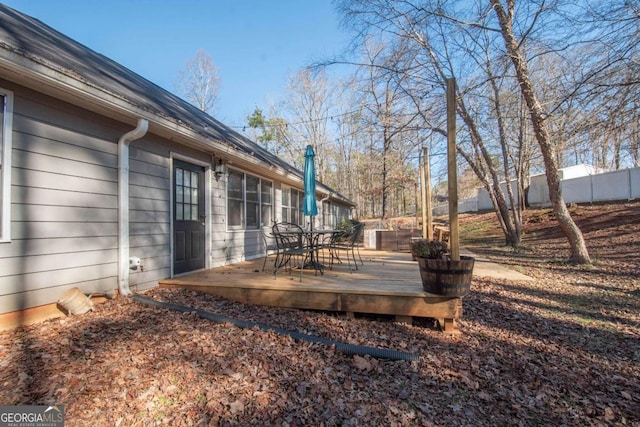 view of yard with a deck