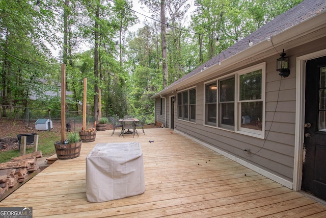 306 Washington Way, Lagrange, GA 30240 - wooden deck with outdoor dining area and fence