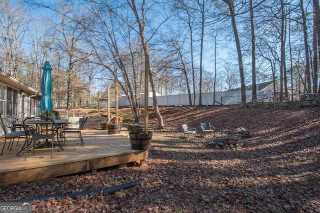 view of yard featuring a deck