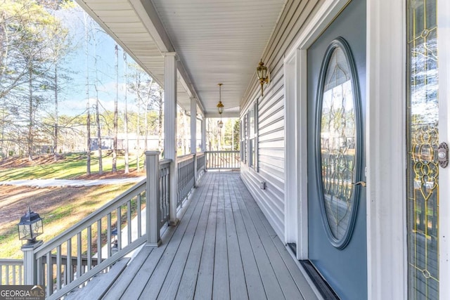 wooden deck featuring a porch