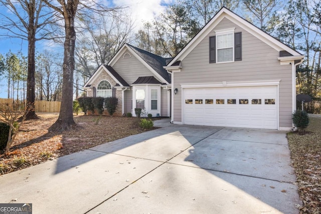 view of front property with a garage