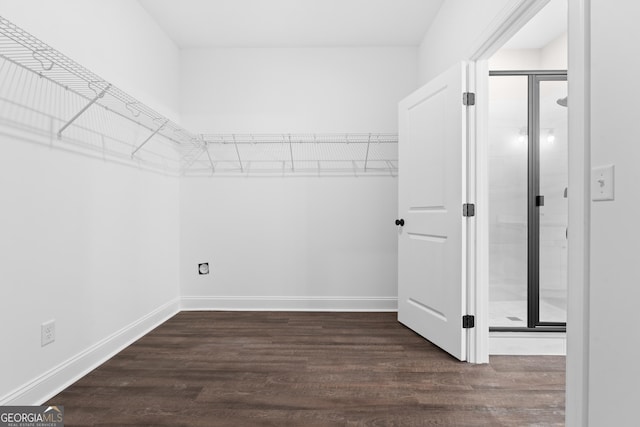 walk in closet featuring dark hardwood / wood-style flooring