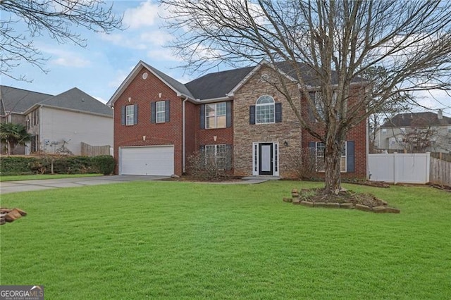 view of front facade featuring a garage and a front yard