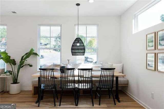 dining space featuring hardwood / wood-style floors and a wealth of natural light