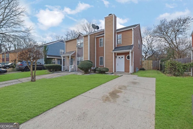 view of front facade with a front yard