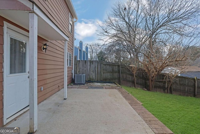 view of patio featuring central air condition unit