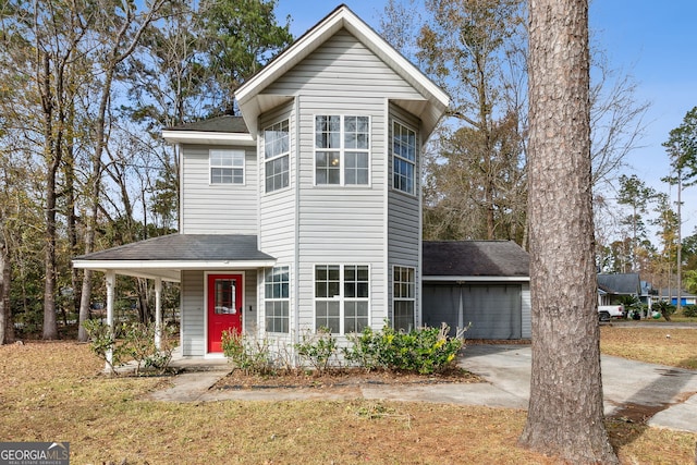 view of front property featuring covered porch