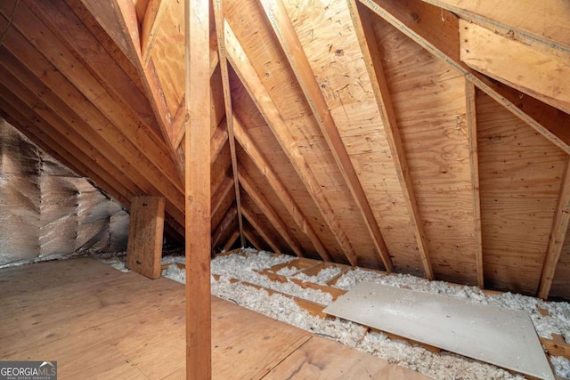 view of unfinished attic