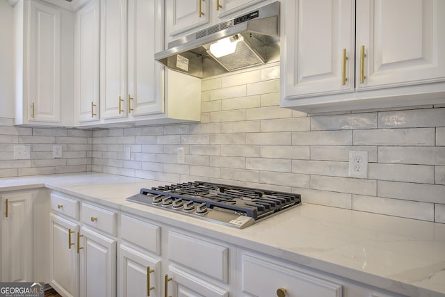 kitchen with white cabinets and stainless steel gas cooktop