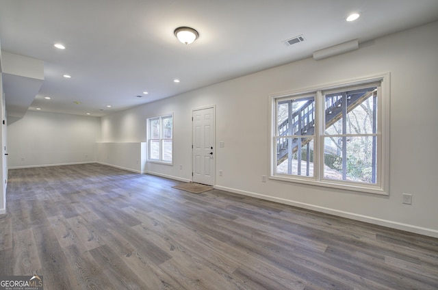 entrance foyer featuring dark wood-type flooring