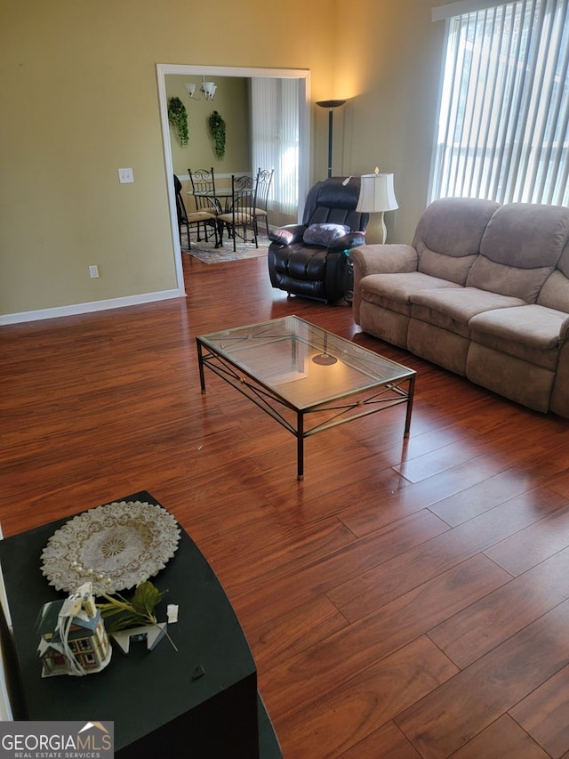 living room featuring wood-type flooring