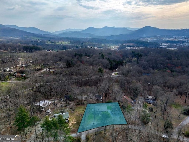 drone / aerial view with a mountain view