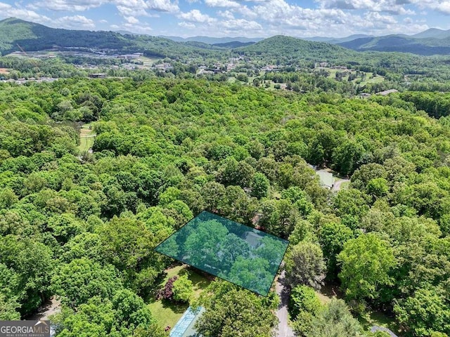 drone / aerial view with a mountain view