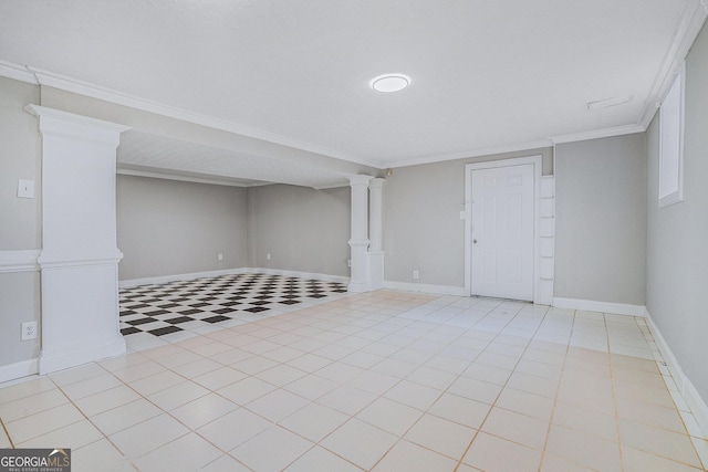 basement with crown molding