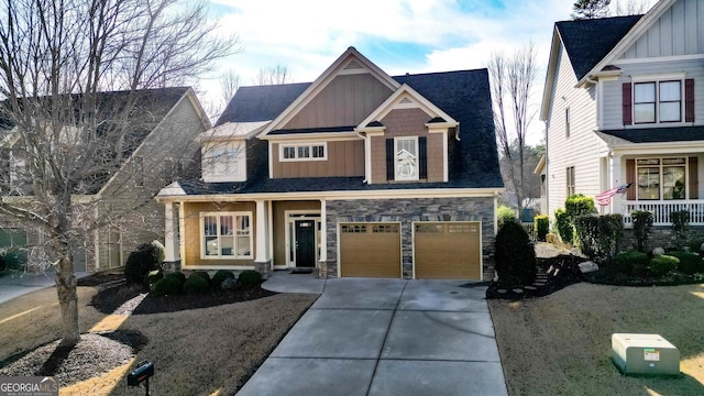 craftsman-style home with a garage