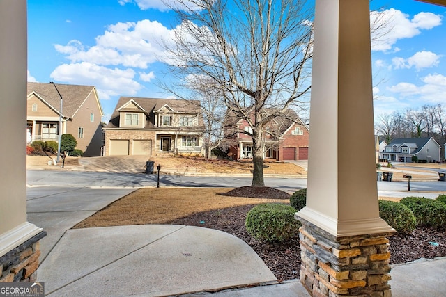 view of yard featuring a garage