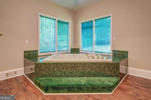 bathroom featuring hardwood / wood-style floors and a wealth of natural light