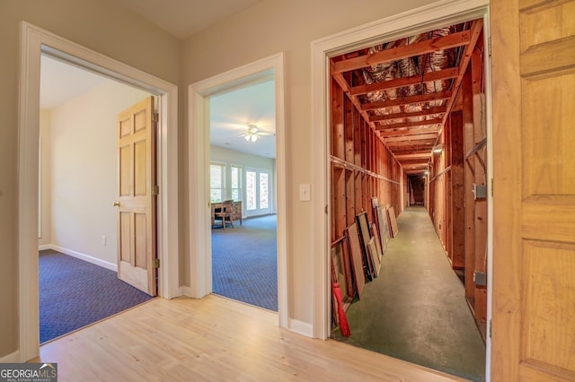 hallway featuring light wood-type flooring