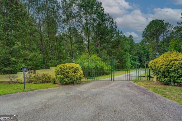 view of gate featuring a yard