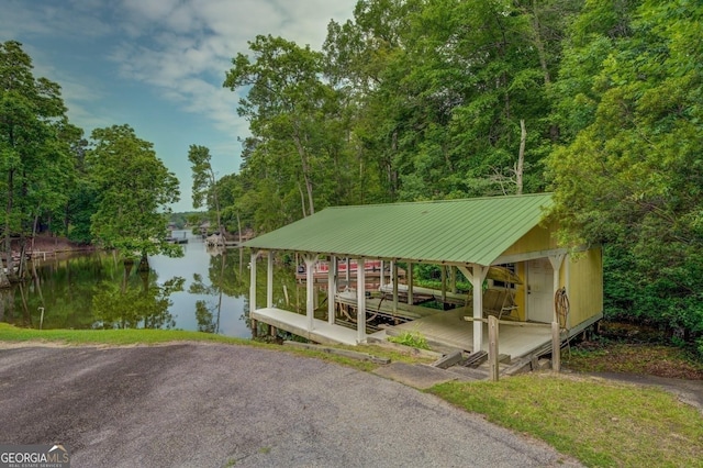 dock area featuring a water view