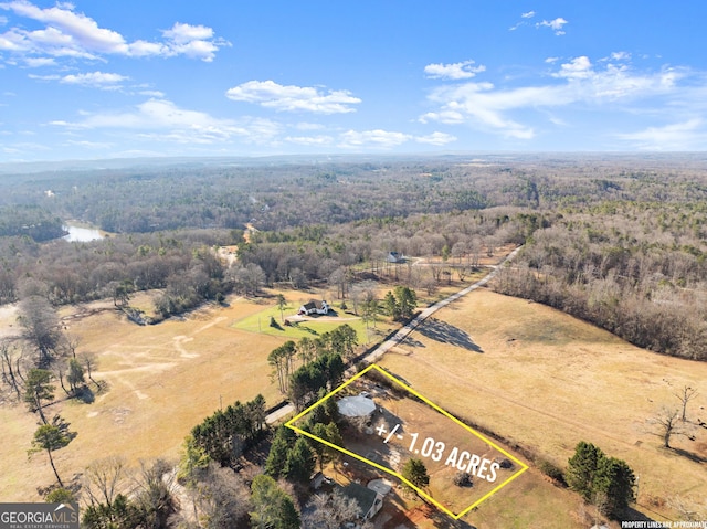 birds eye view of property featuring a rural view