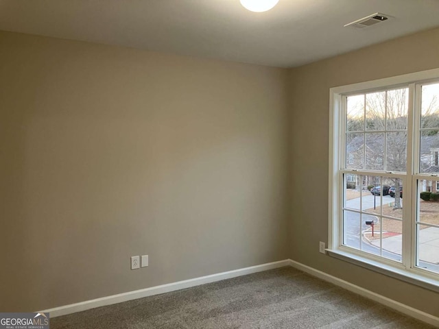 unfurnished room featuring carpet and plenty of natural light