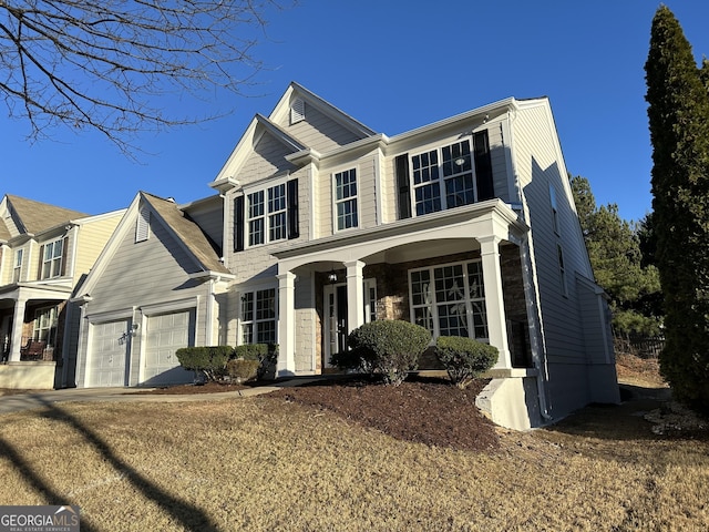 view of front of house with a garage