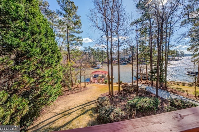 view of yard featuring a water view