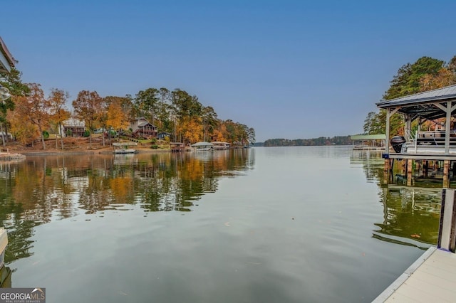 dock area featuring a water view