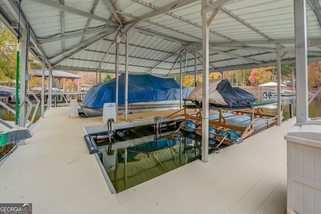 view of dock featuring boat lift