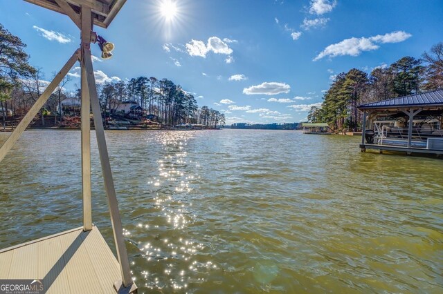 view of dock featuring a water view