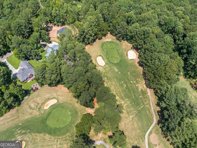 drone / aerial view featuring golf course view