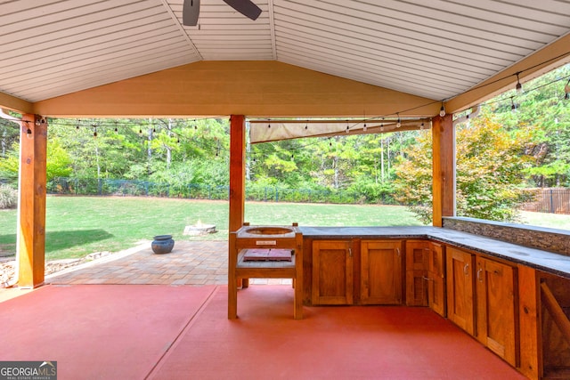 view of patio with ceiling fan