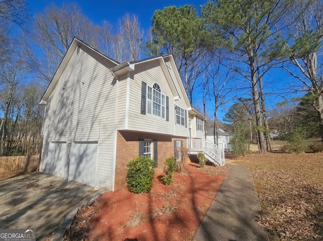 view of property exterior featuring a garage