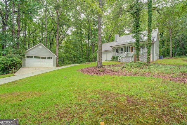 view of yard with covered porch