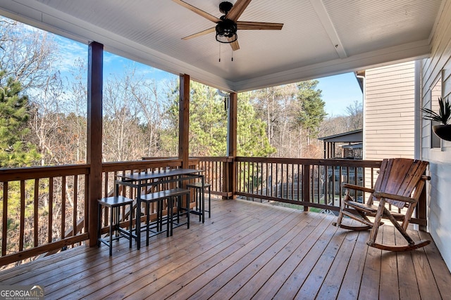 deck featuring ceiling fan