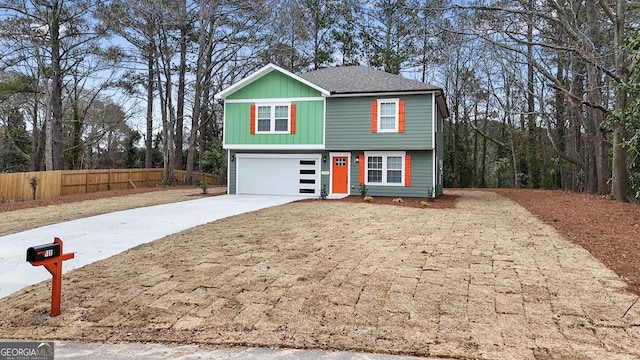 view of front of home with a garage