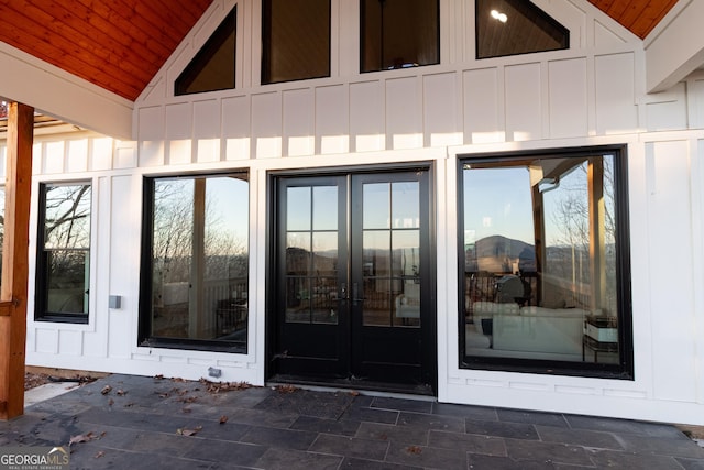 doorway to property with a patio area and french doors