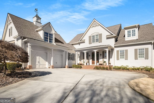 view of front of house with a garage and a porch