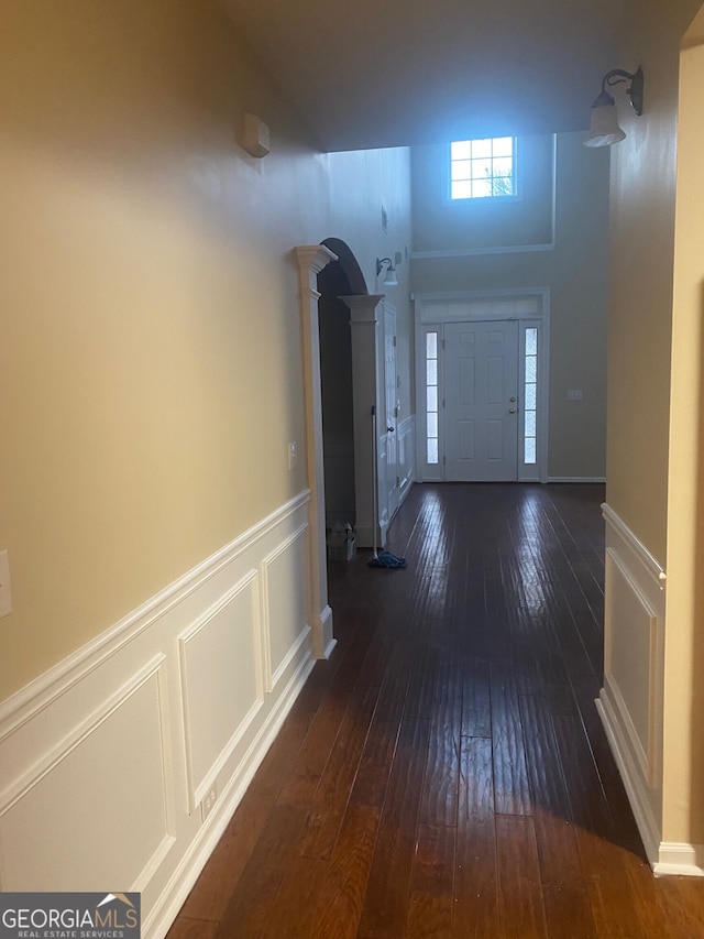 interior space featuring dark wood-type flooring