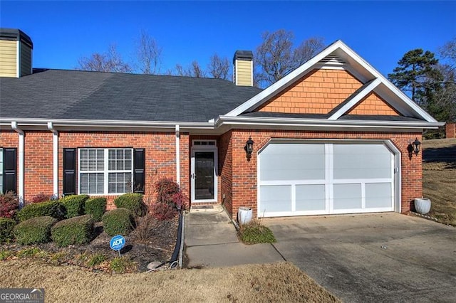 view of front of house with a garage