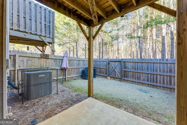 view of patio featuring central AC unit