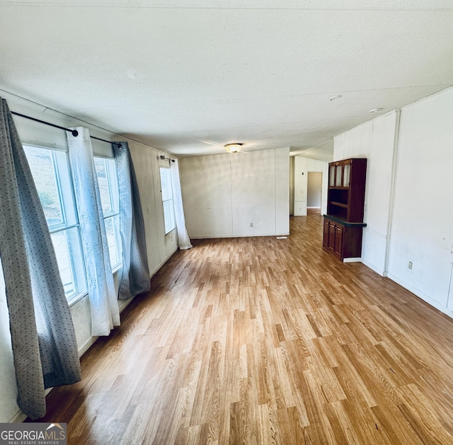 spare room featuring light hardwood / wood-style flooring, a healthy amount of sunlight, and a textured ceiling