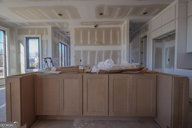 kitchen with white cabinets