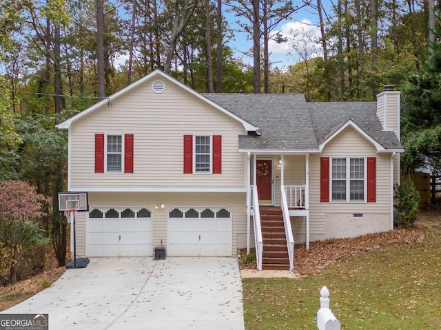 split level home with a garage