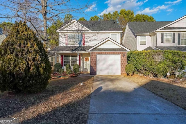 front of property featuring a garage