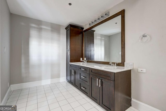 bathroom with tile patterned flooring and vanity